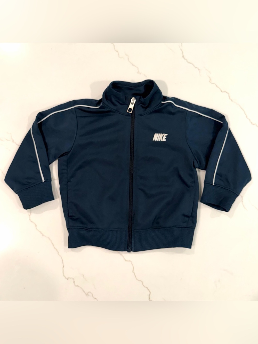 Nike Dark Blue Zip-Up Track Jacket with White Logo